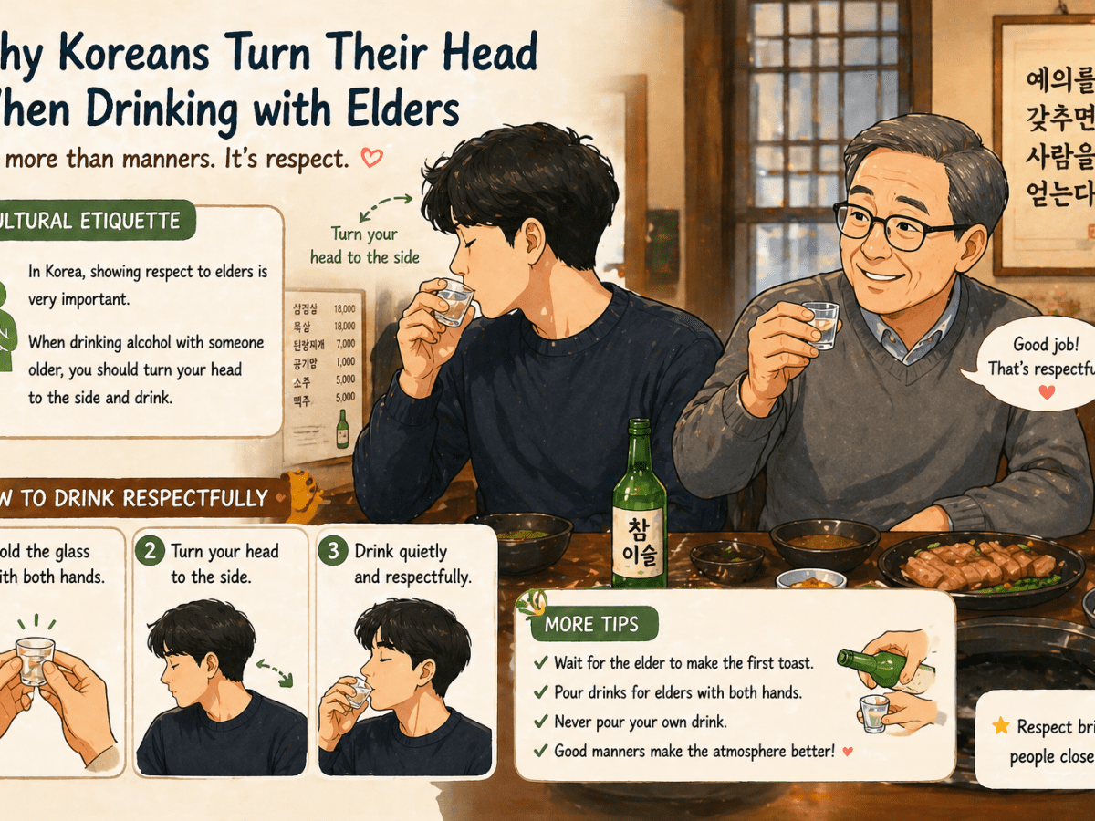 Why Koreans turn their heads when drinking cultural gesture explanation